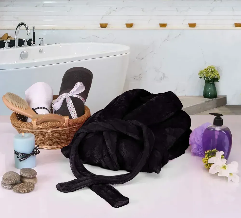 Women Fleece Shawl Collar Bathrobe - Plush Long Robe
