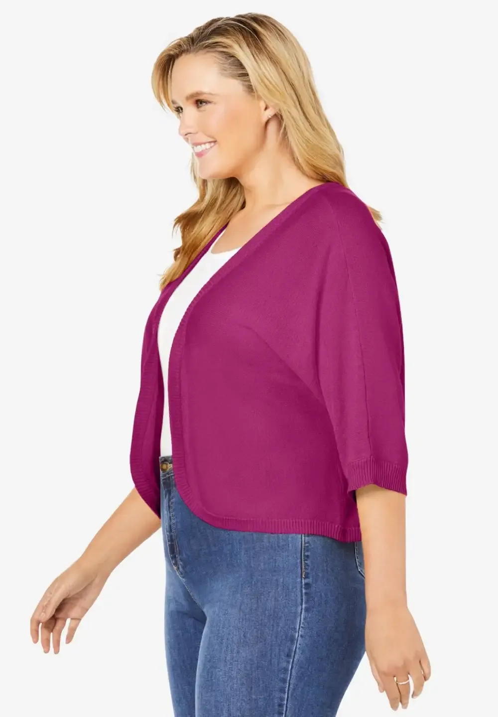 Rib Trim Cardigan Shrug