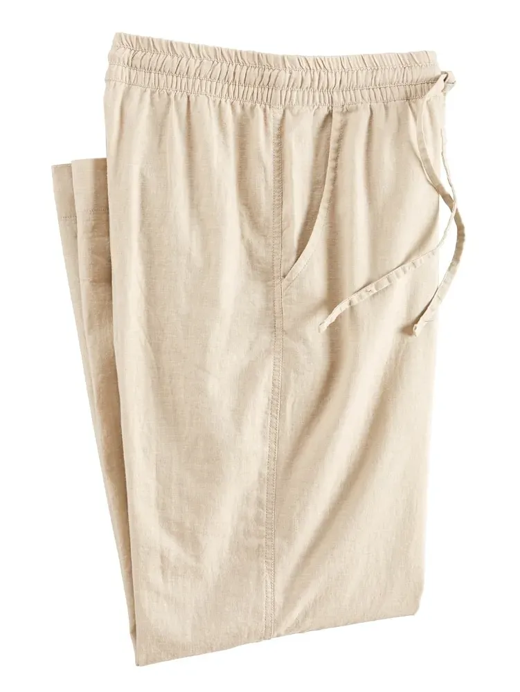 Women's Washable Linen Pull-On Drawstring Pants
