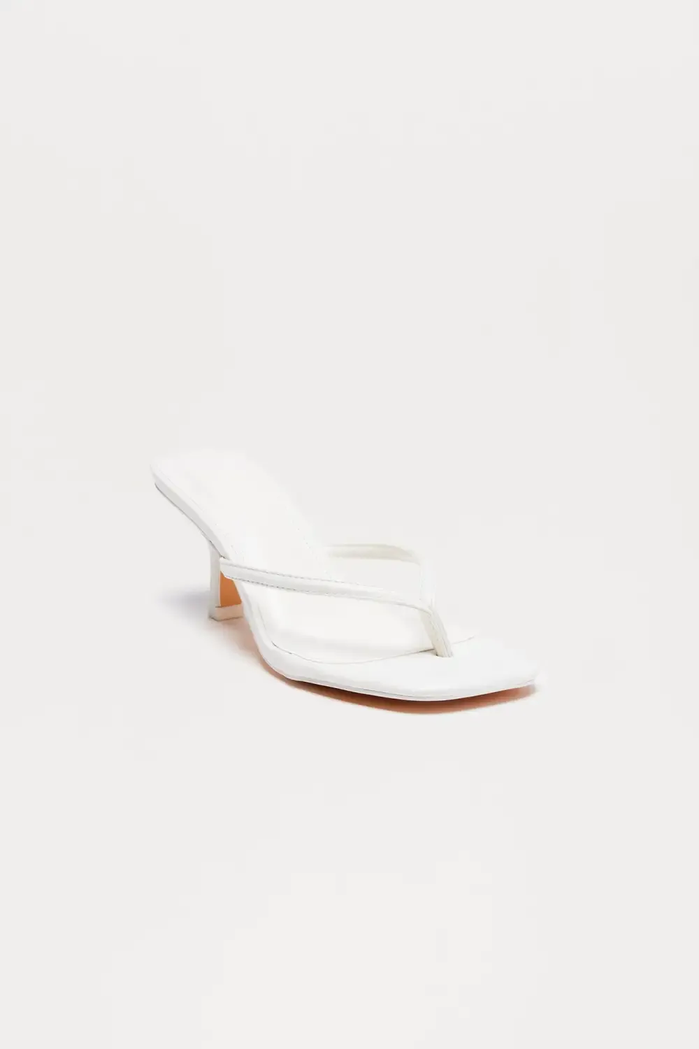 Yasmin Faux Leather Thong Heel Mules  - White