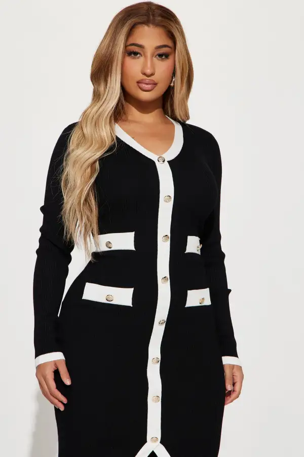 Endless Rose V-Neck Midi Dress - Black/combo
