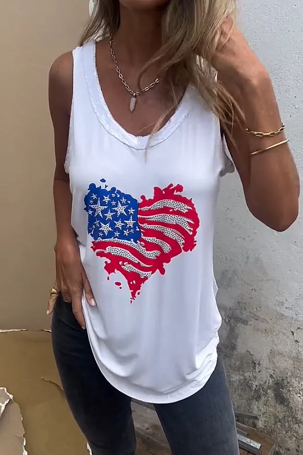 Women's flag pattern casual vest