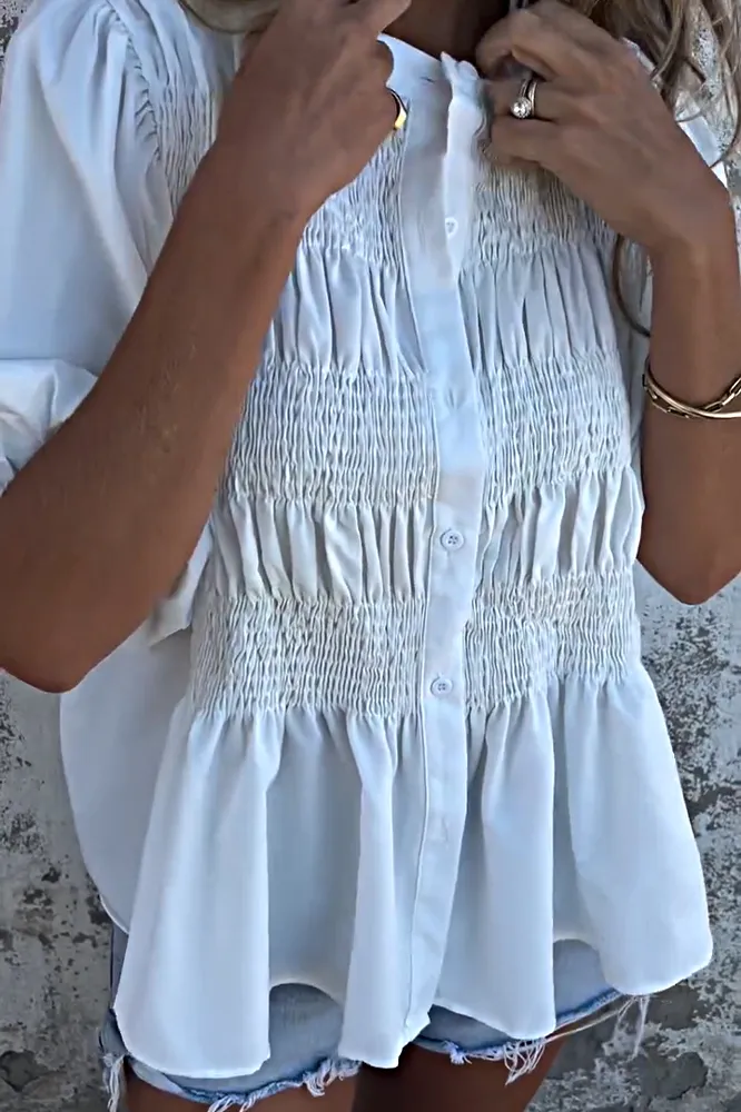 Women's solid color chiffon doll top