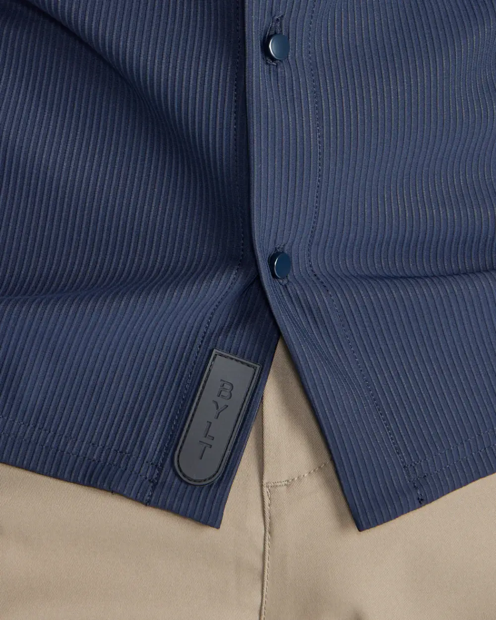 Ribbed+ Long Sleeve Button Down