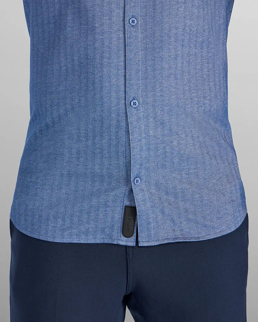 Herringbone Short Sleeve Button Down