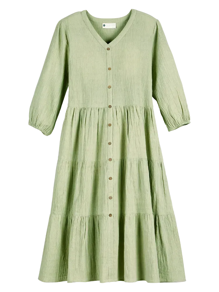 Ella Simone Triple-Tier Cotton Gauze Midi Dress