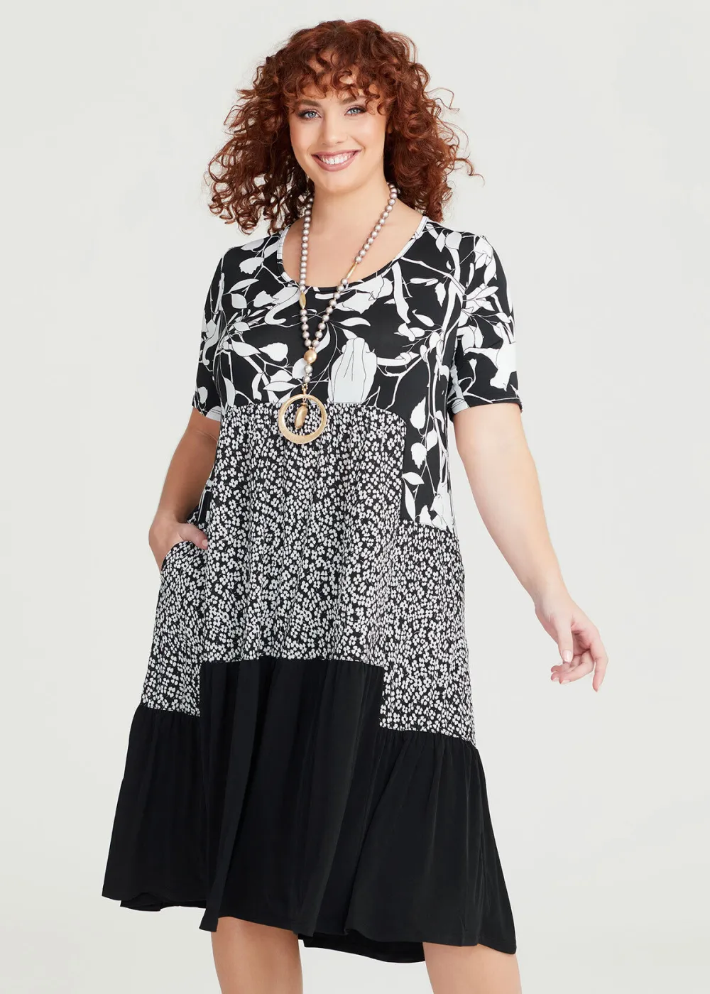 Cat & Floral Tier Dress