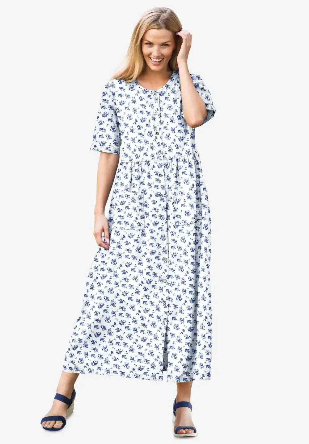 Short-Sleeve Denim Dress