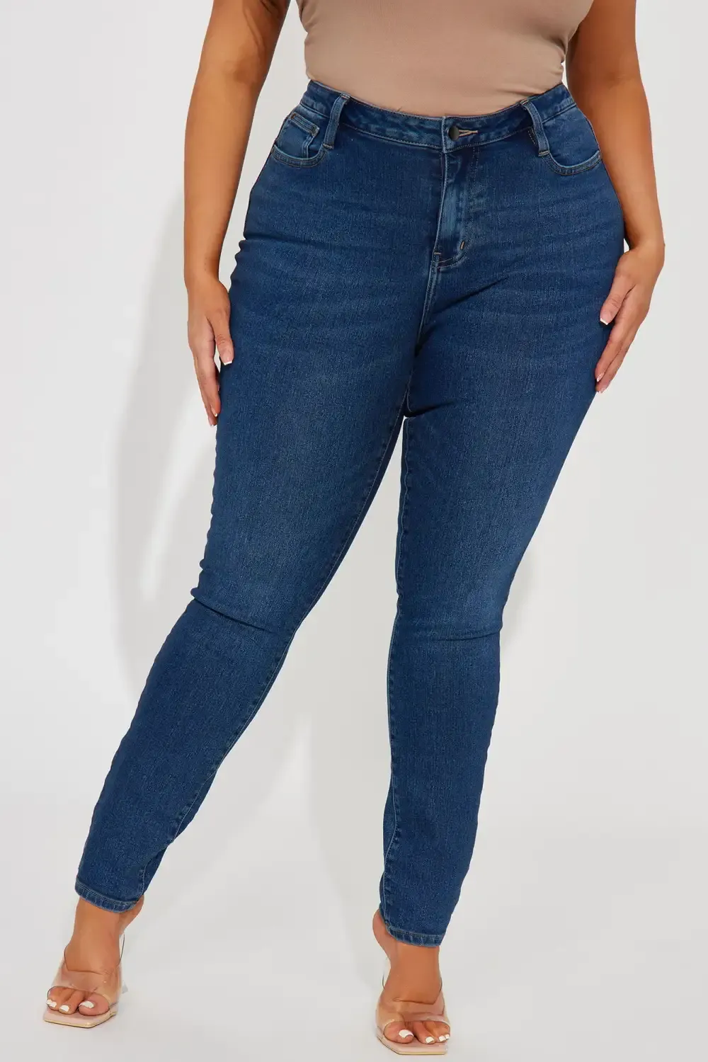 Tall Jet Lagged Mid Rise Stretch Skinny Jeans - Dark Wash