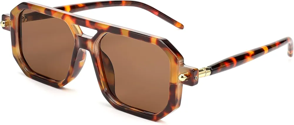 FEISEDY Vintage Square 70s Flat Aviator Sunglasses Women Men Classic Retro Stylish Frame UV400 Sunglasses B2622