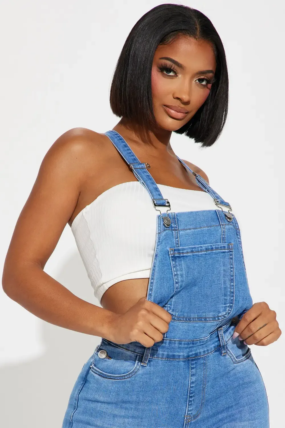 Always Petty Skinny Stretch Denim Overalls - Light Wash