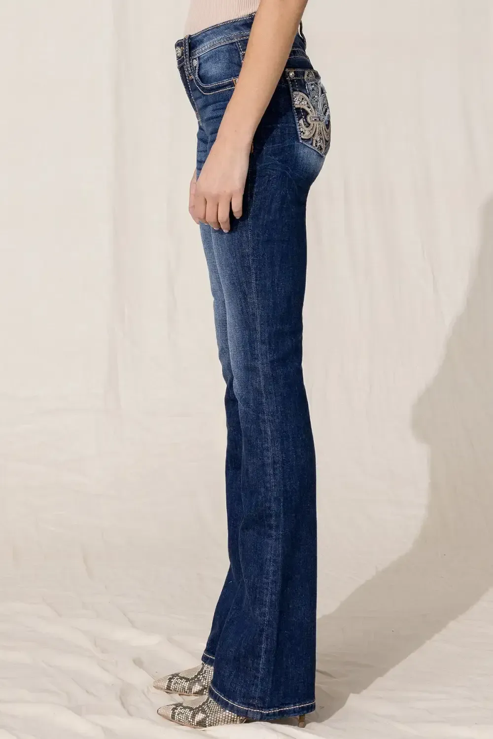 Crystal Fleur De Lis Bootcut Jeans