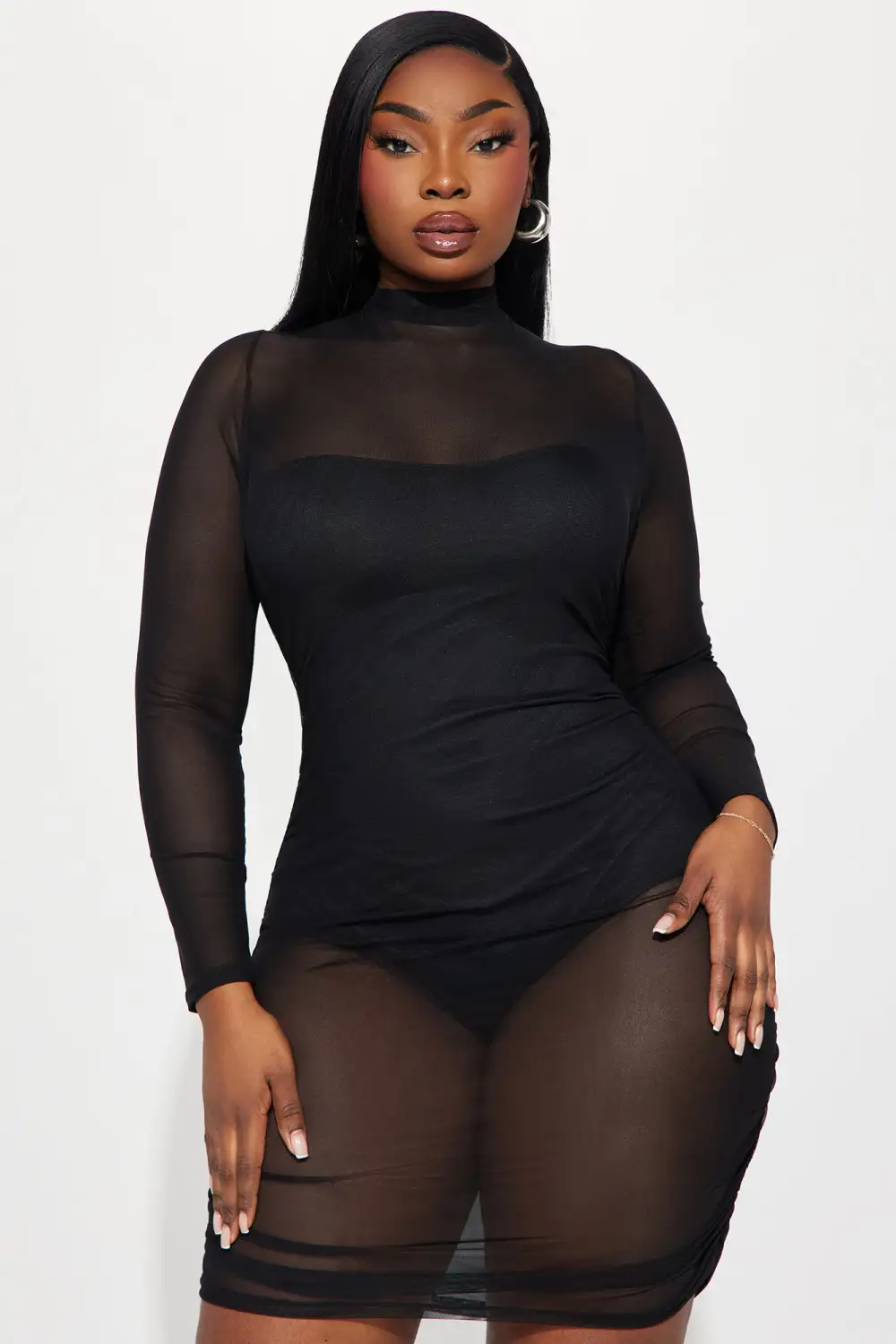 Sarai Mesh Mini Dress - Black