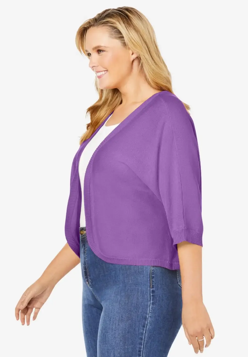 Rib Trim Cardigan Shrug
