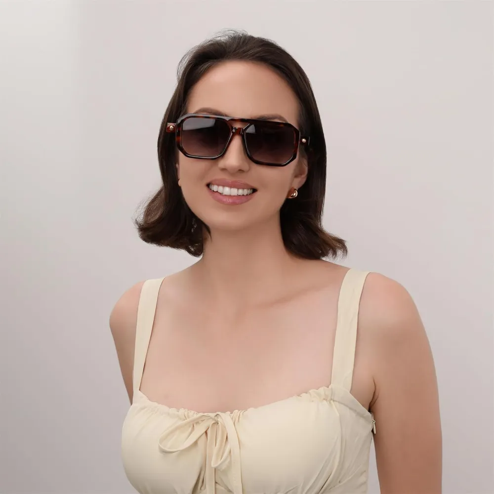 FEISEDY Vintage Square 70s Flat Aviator Sunglasses Women Men Classic Retro Stylish Frame UV400 Sunglasses B2622