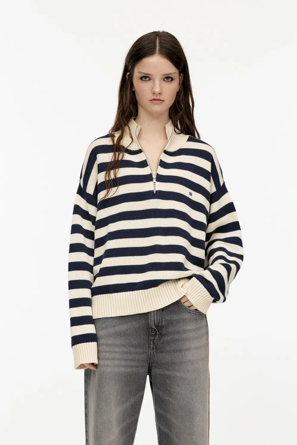 Jersey rayas cuello cremallera