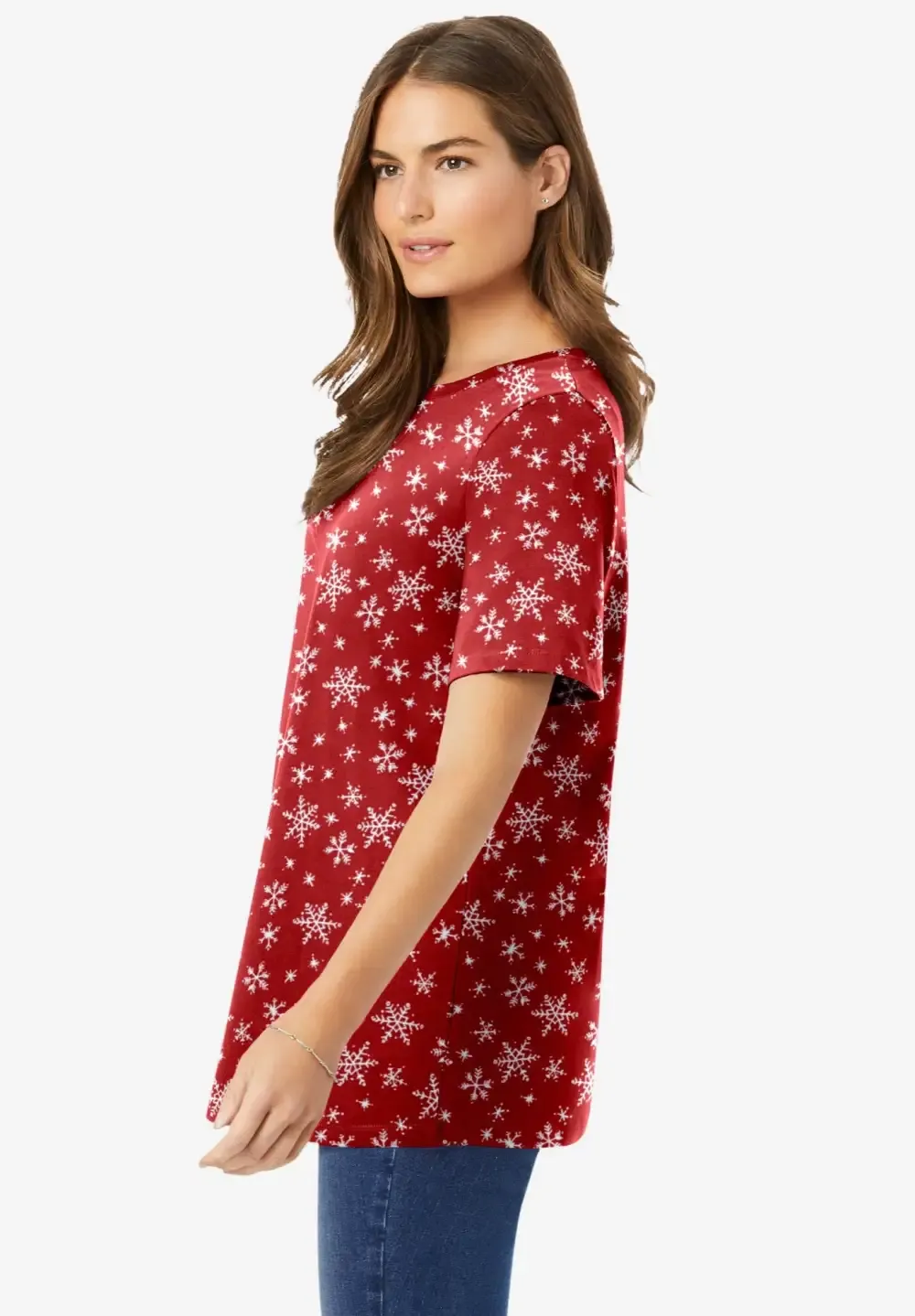 Perfect Printed Short-Sleeve Crewneck Tee
