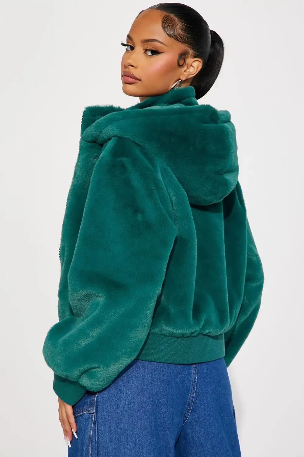 Warm Cuddles Faux Fur Jacket - Emerald