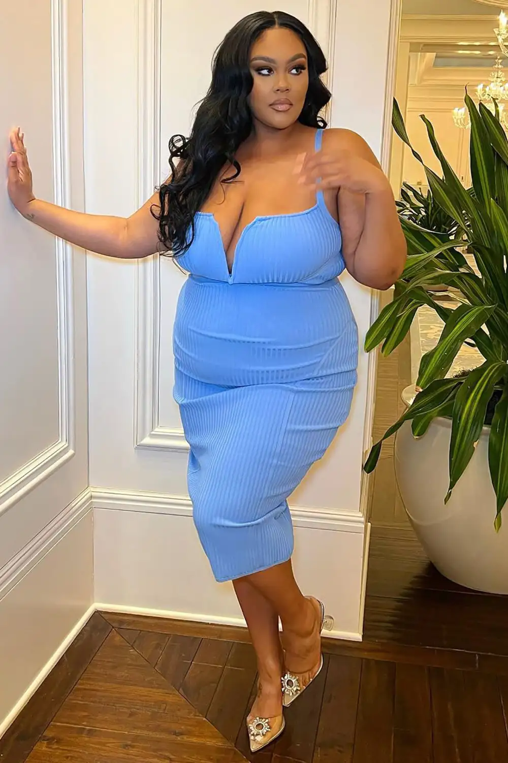 Misty Bandage Midi Dress - Blue