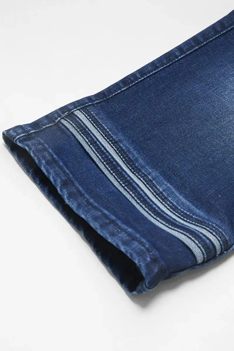 Button Fly High Rise Wash High Stretch Capri Jeans