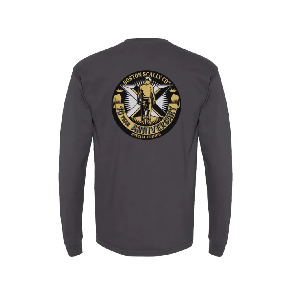 Boston Scally The 10-Year Anniversary Long Sleeve Pocket Tee - Black