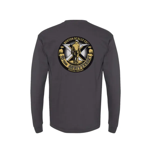 Boston Scally The 10-Year Anniversary Long Sleeve Pocket Tee - Black
