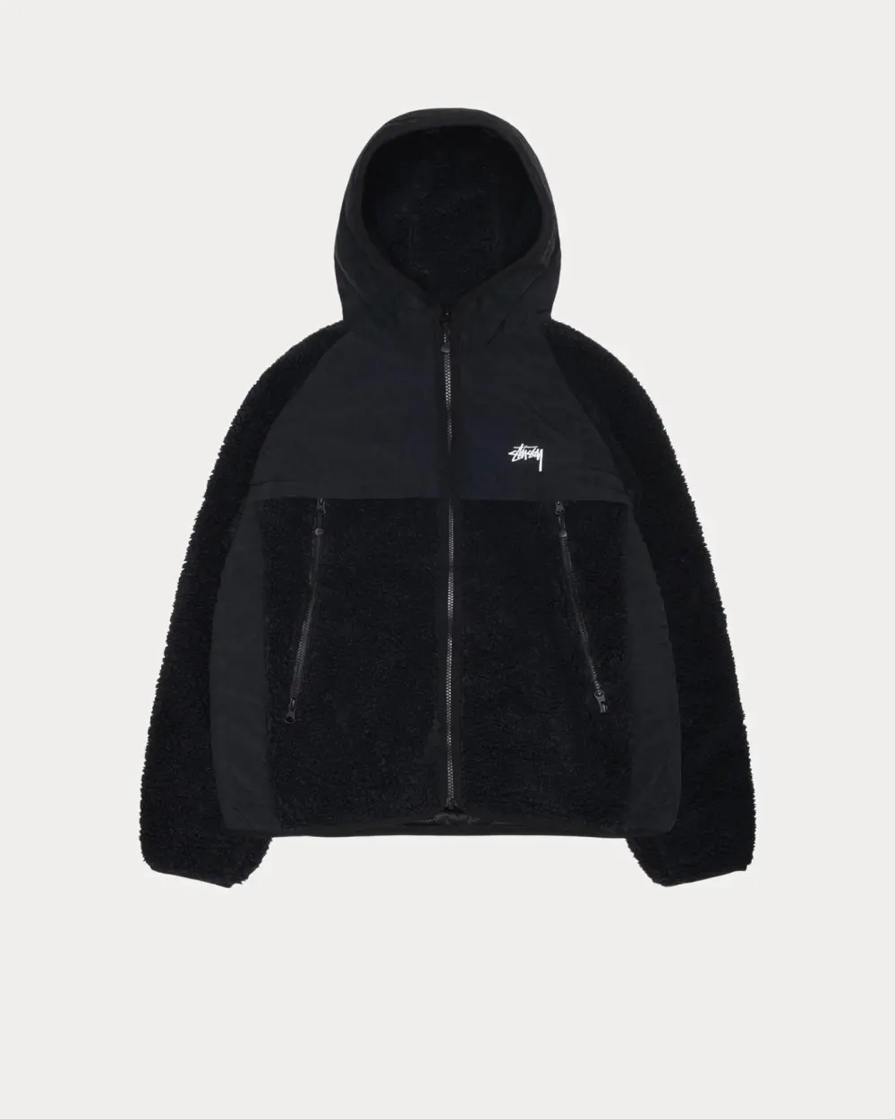 SHERPA PANELED HOODED JACKET