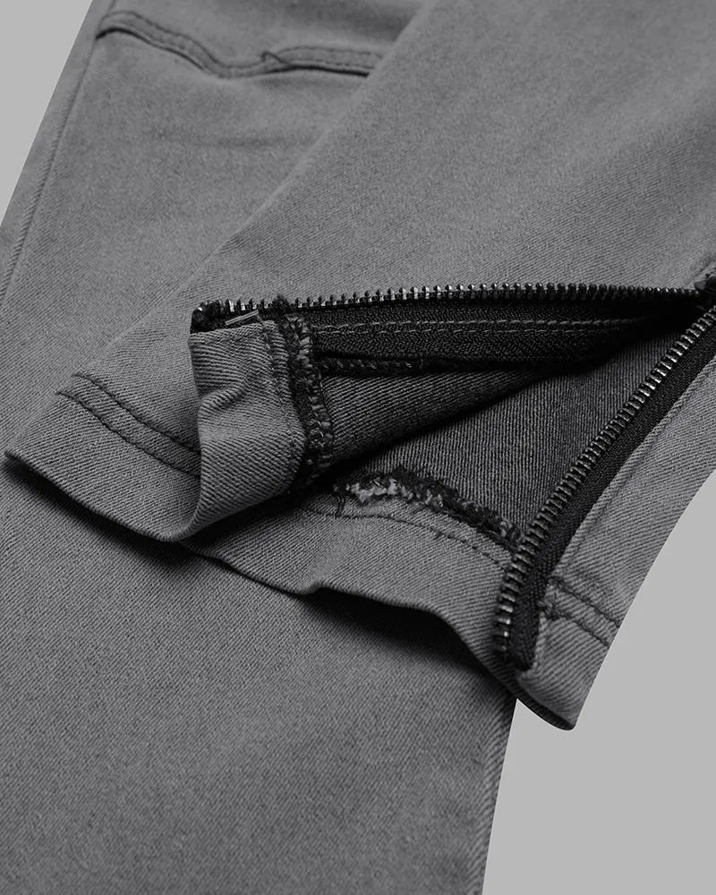 Slant Pocket Zip Side Seam Detail Mid Waist Skinny Jeans