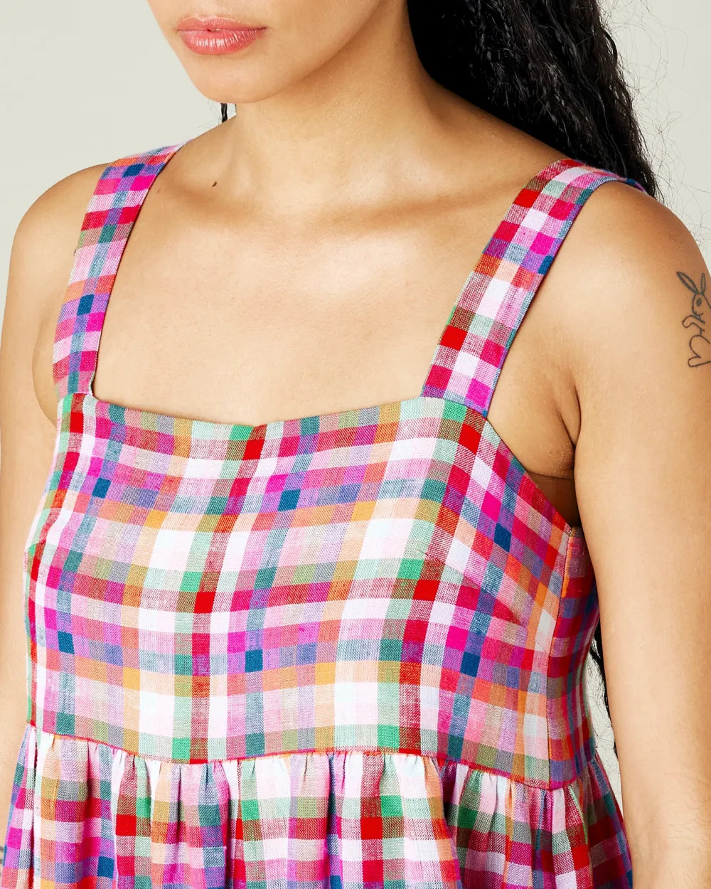 CHECK LINEN DRESS