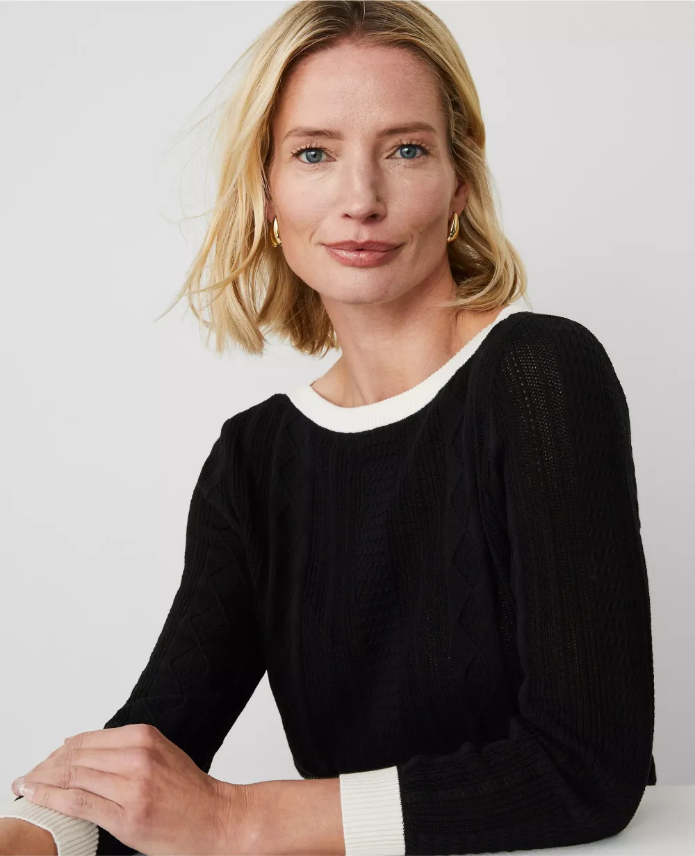 Contrast Mixed Stitch Sweater