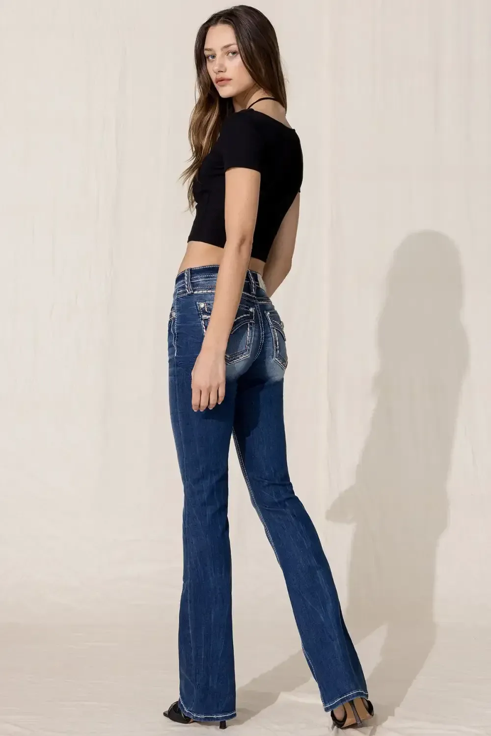 Broken Saddle Stitch Bootcut Jeans