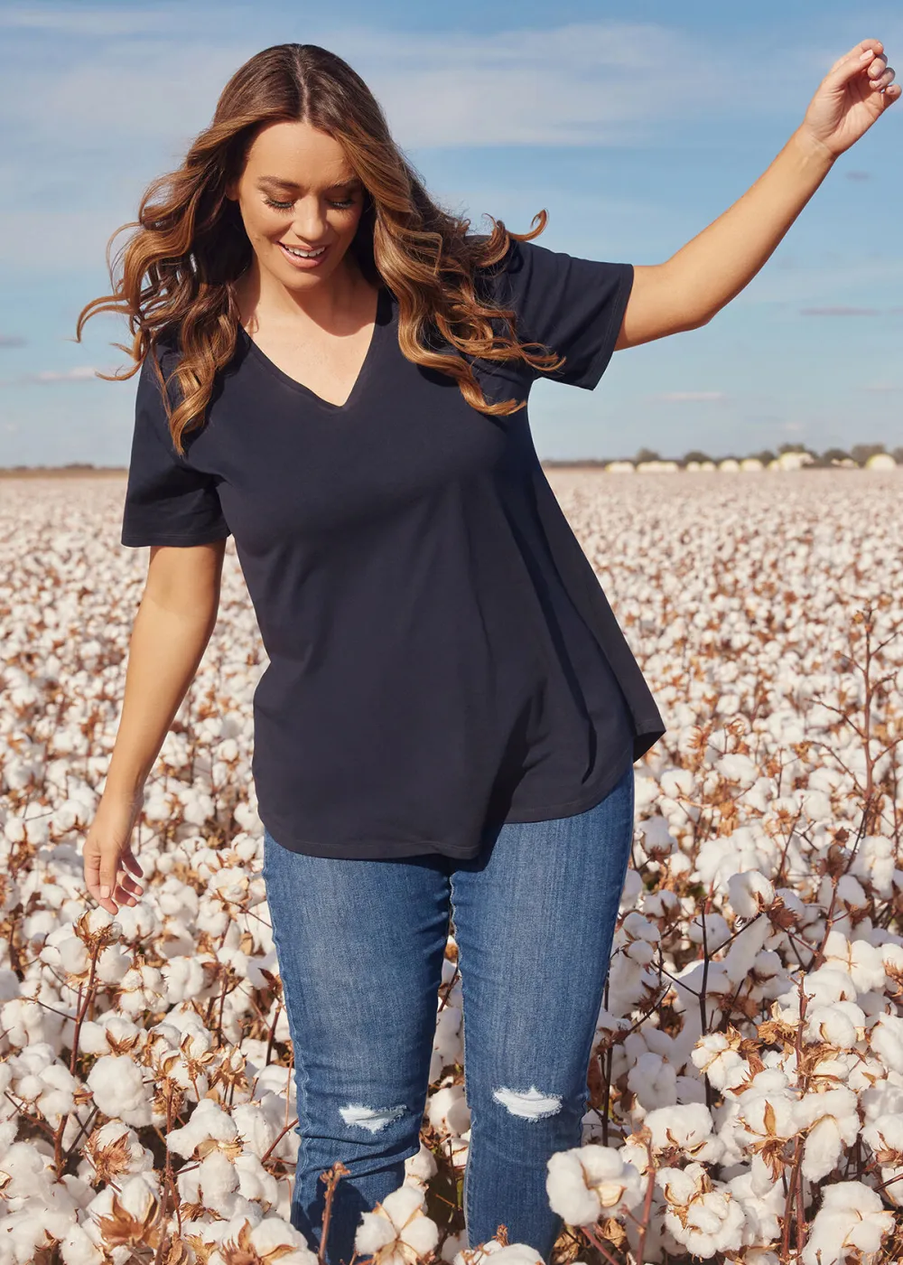 Australian Cotton V-neck T-Shirt
