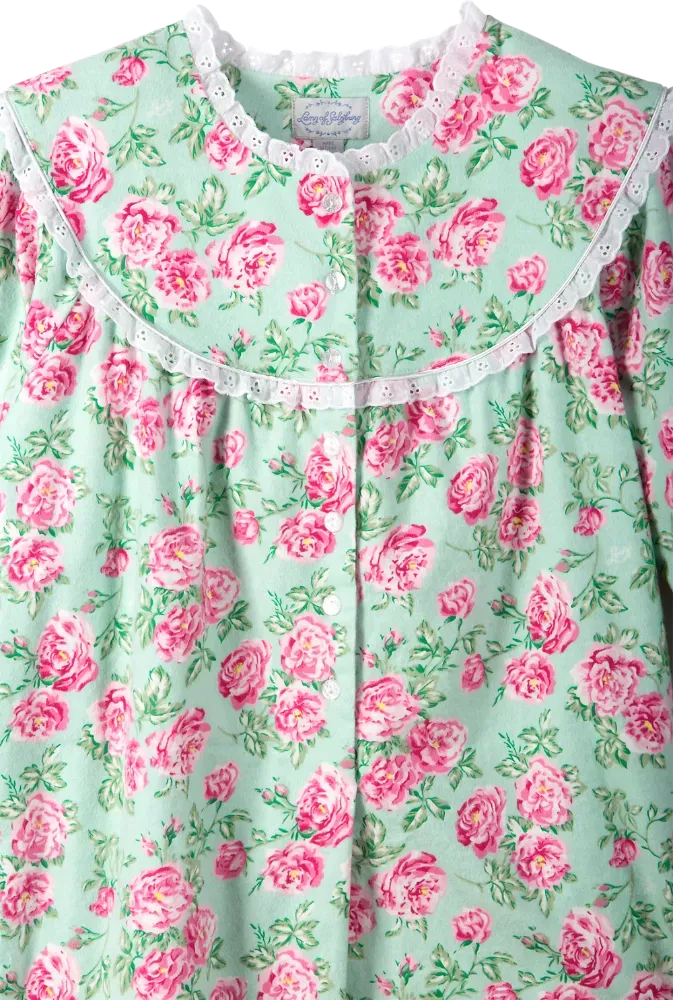 Lanz Nantucket Rose 44 Inch Flannel Nightgown