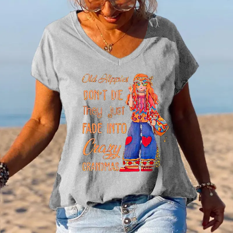 Old Hippies Don't Die Creative Printed Graphic Tees