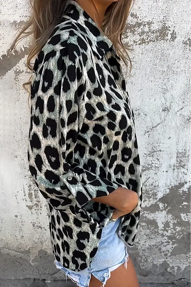 Women's leopard print casual loose shirt