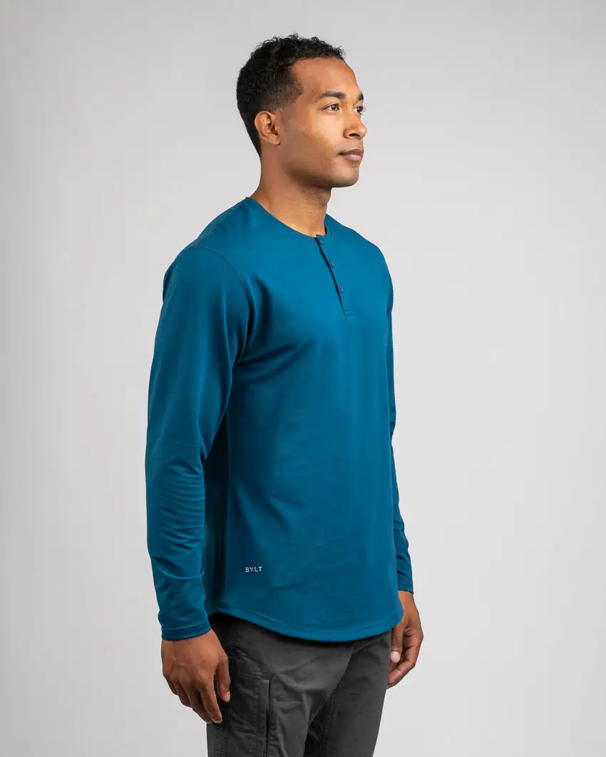 Henley Drop-Cut Long Sleeve: Lux