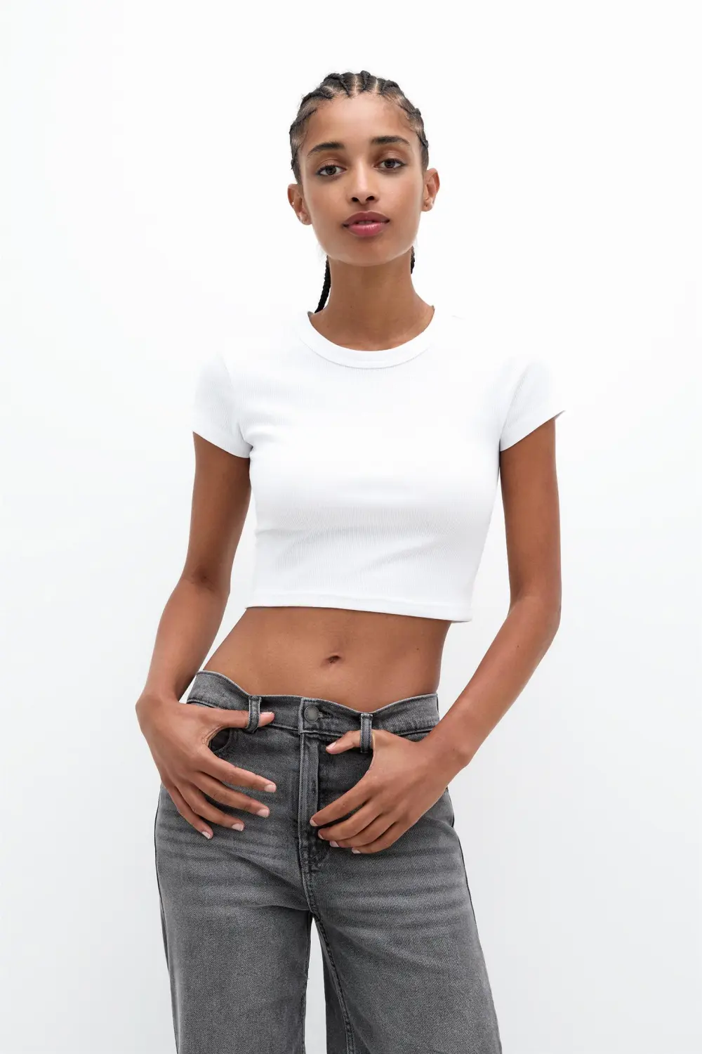 Camiseta cropped canalé