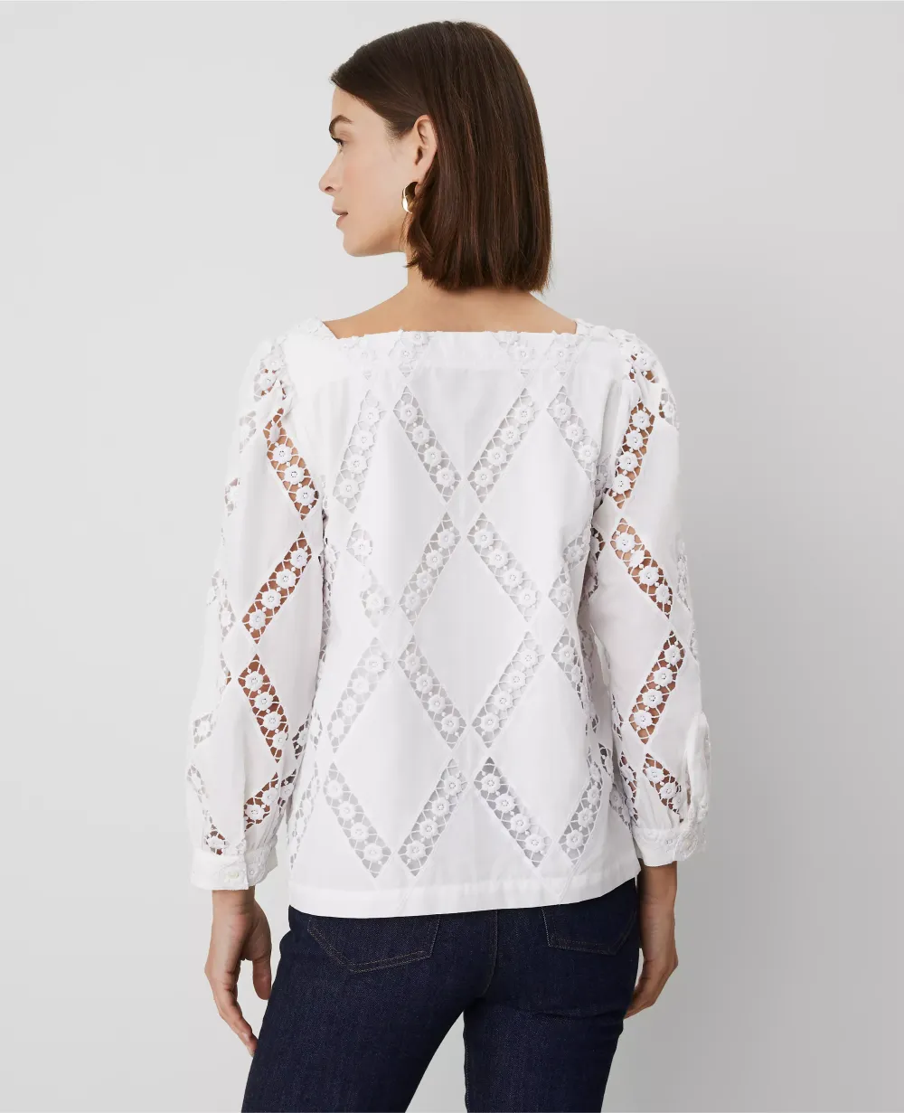 Embroidered Square Neck Blouse