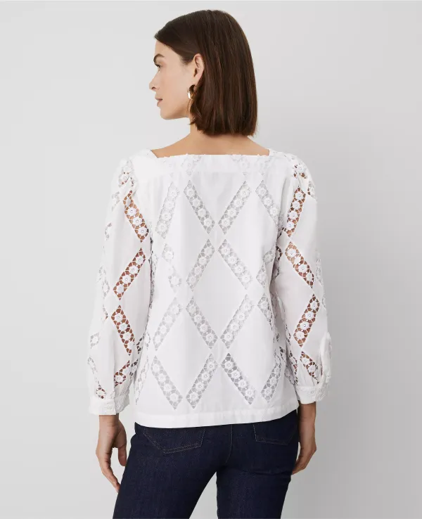 Embroidered Square Neck Blouse