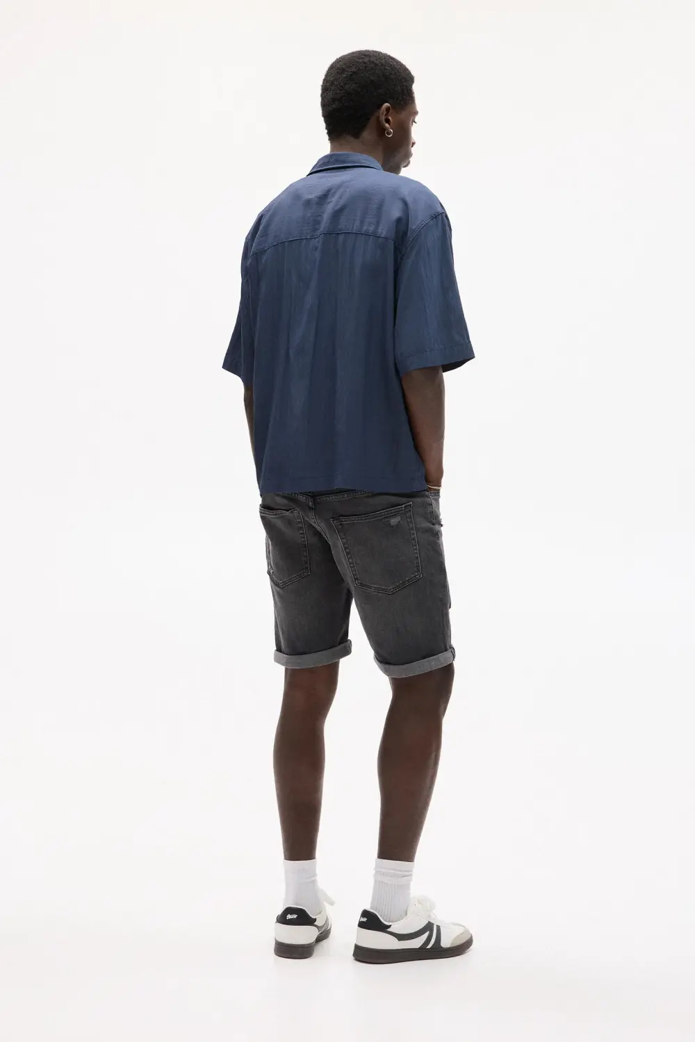 Ripped denim Bermuda shorts