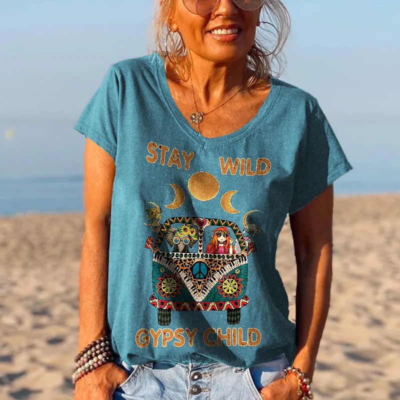 Stay Wild Gypsy Child Elephant Printed Graphic Tees