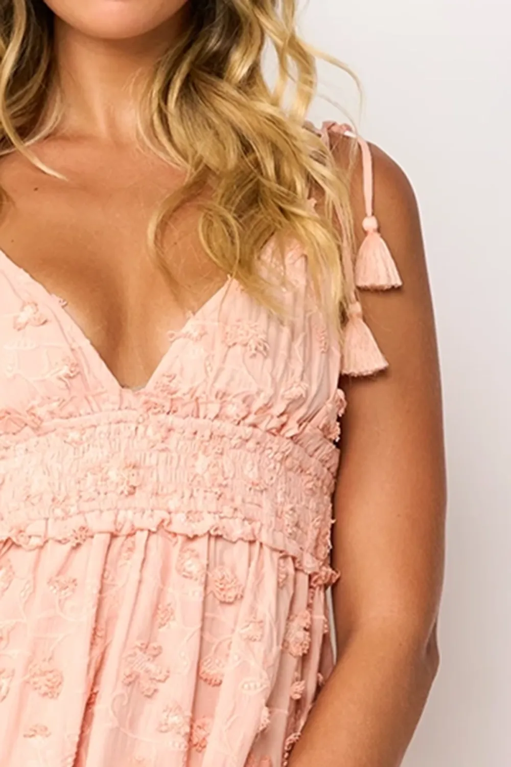 Peach Toned Satin Finish Mini Dress