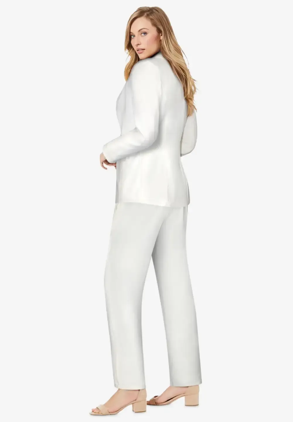 2-Piece Stretch Crepe Single-Breasted Pantsuit
