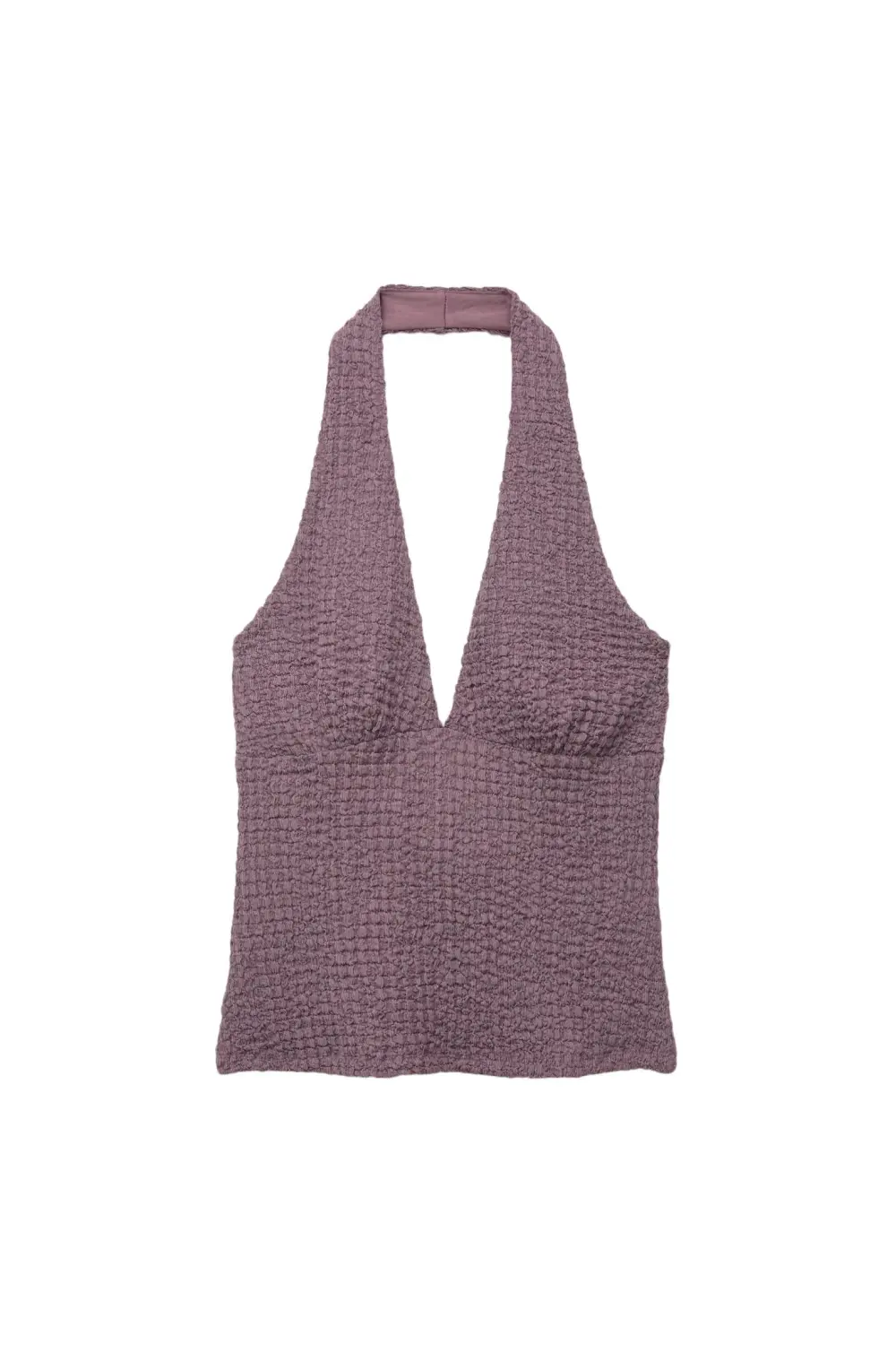 Creased-effect halter top