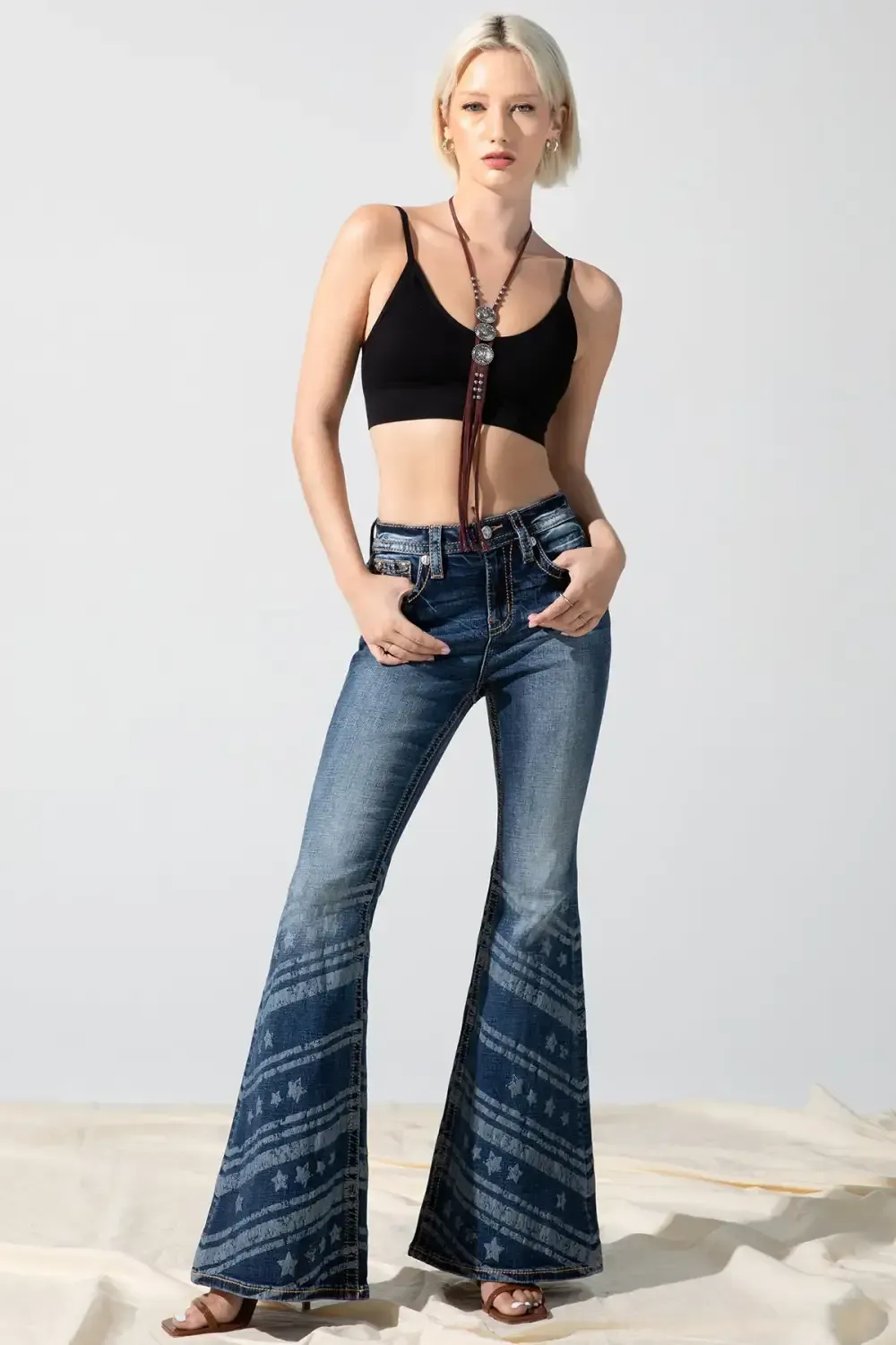 Stars n Stripes High Rise Flare Jeans