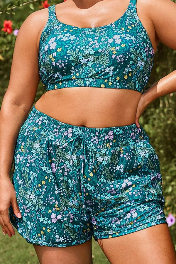 Cottage Floral Mid Waist Women Shorts