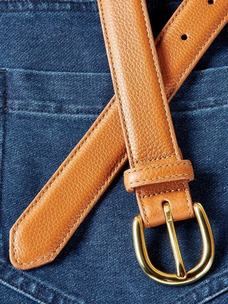 Women's Pebble-Grain Leather Dress Belt