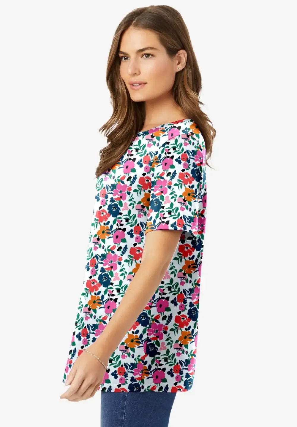 Perfect Printed Short-Sleeve Crewneck Tee