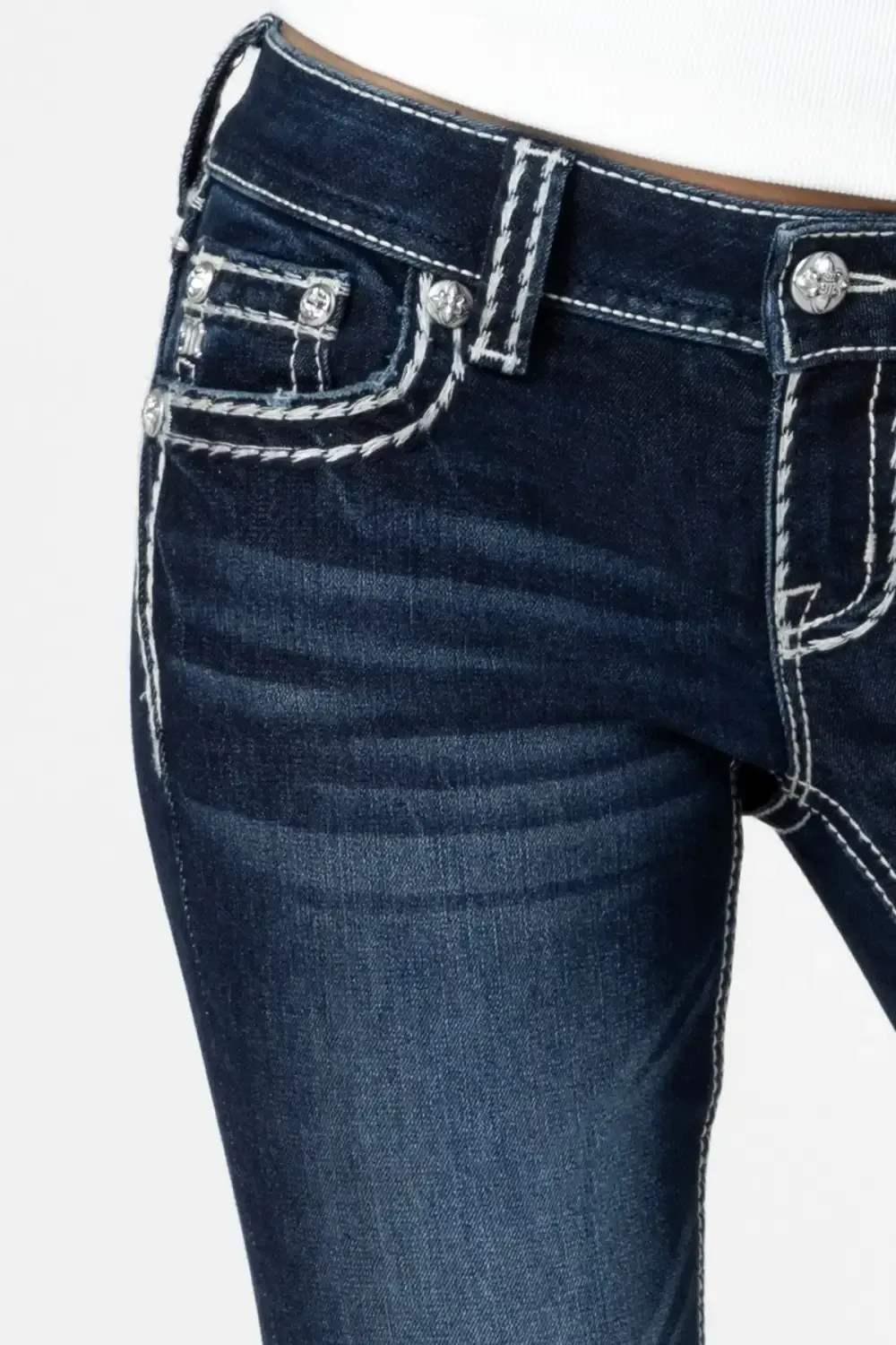 Loose Saddle Stitch Border Bootcut Jeans