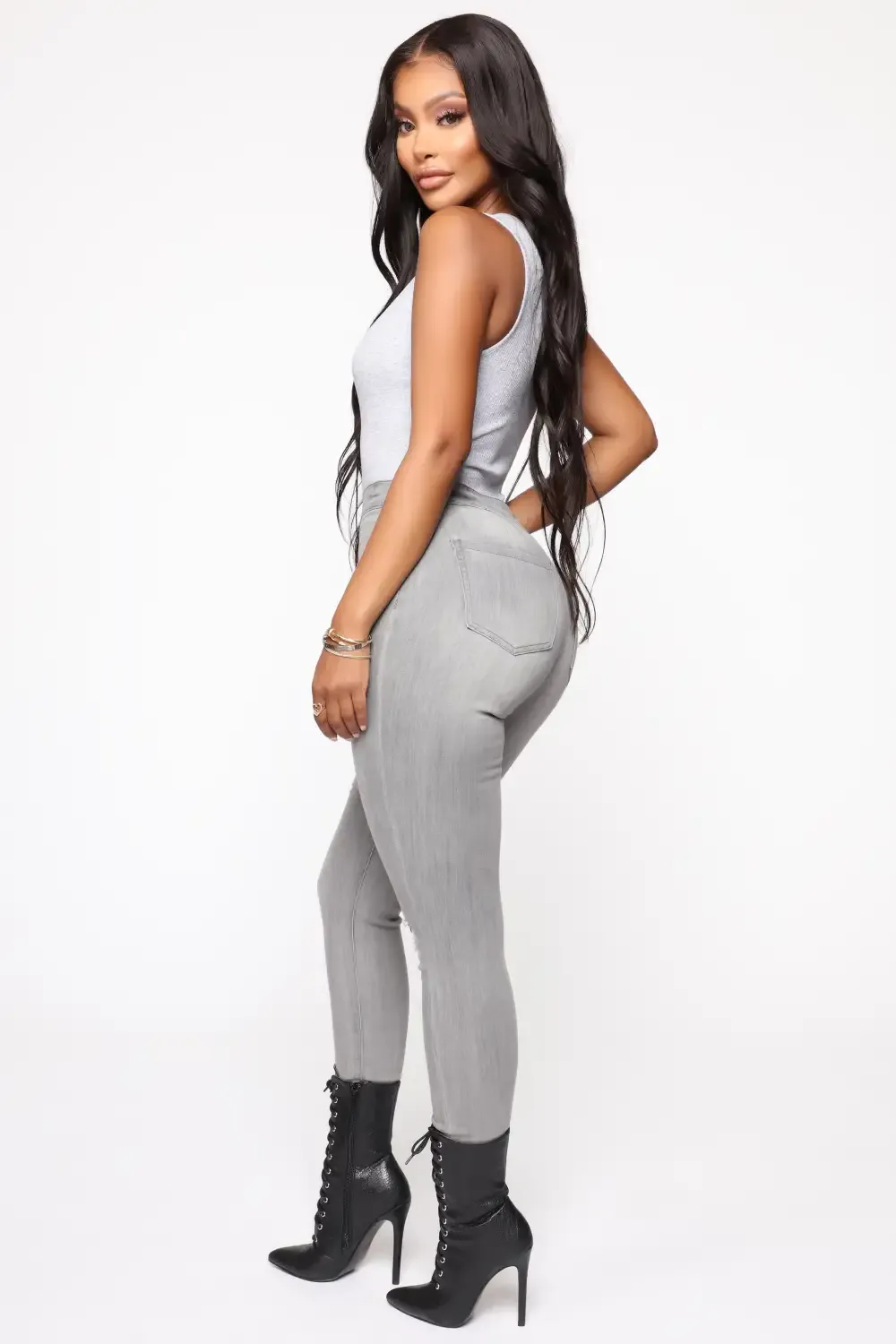 In The Night High Rise Skinny Jeans - Grey